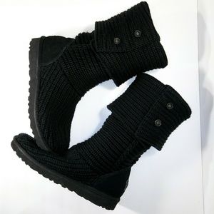 Ugg Classic Cardy Knit Sweater Boots Black